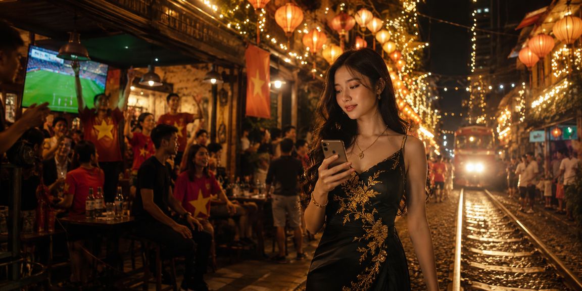 Người dùng đăng nhập casino trên điện thoại di động tại chợ đêm Hà Nội