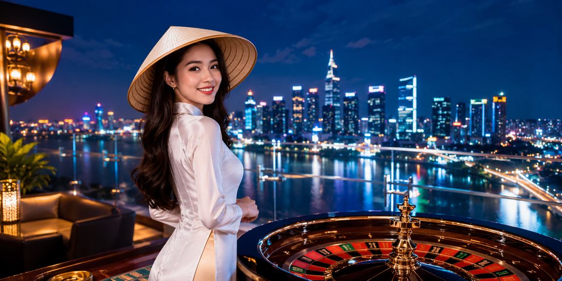 Cảnh chơi Roulette tại Hà Nội với nón lá truyền thống