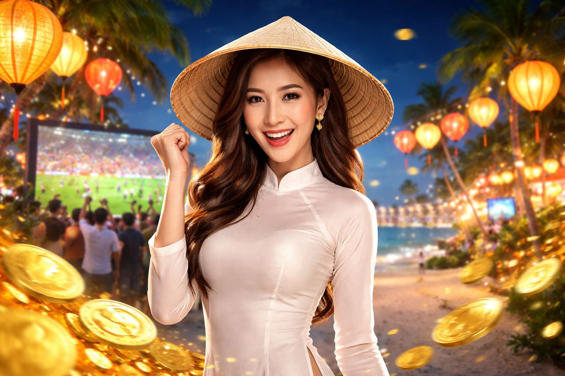 Phong cảnh cá cược tại Hội An với hình ảnh nón lá truyền thống