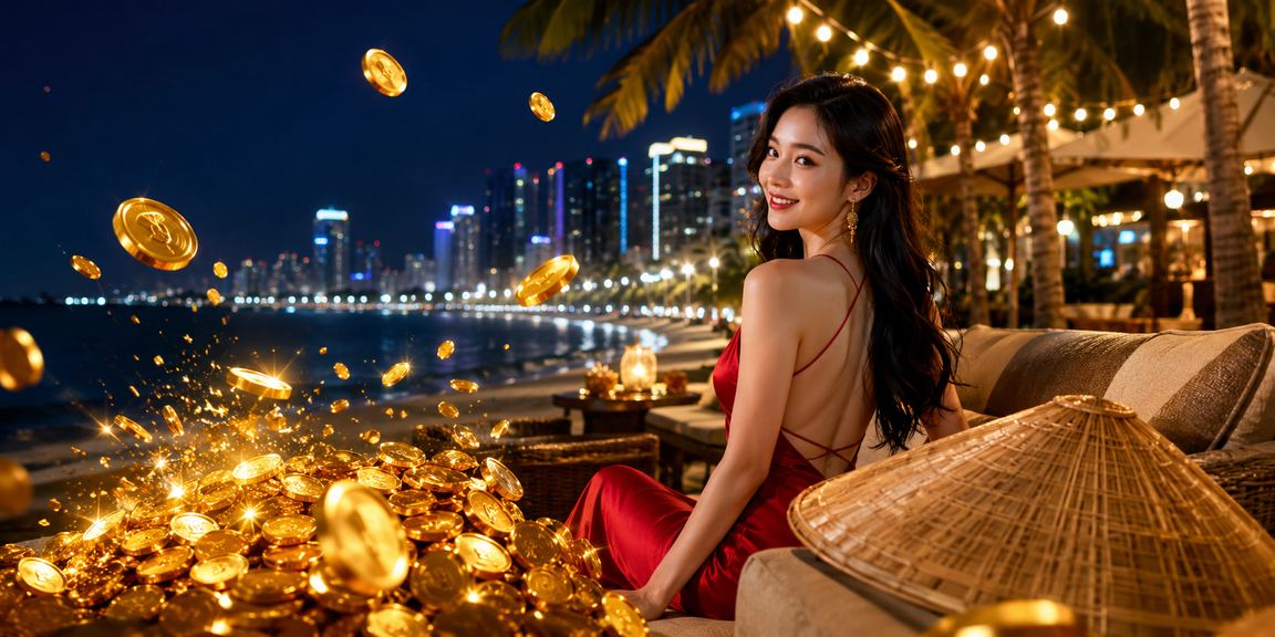 Người chơi thư giãn bên bờ biển Nha Trang với nón lá truyền thống